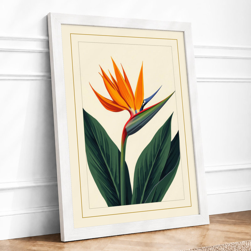 Bird of Paradise Botanical - Framed Print, A1 - 84.1 x 59.4 cm, White