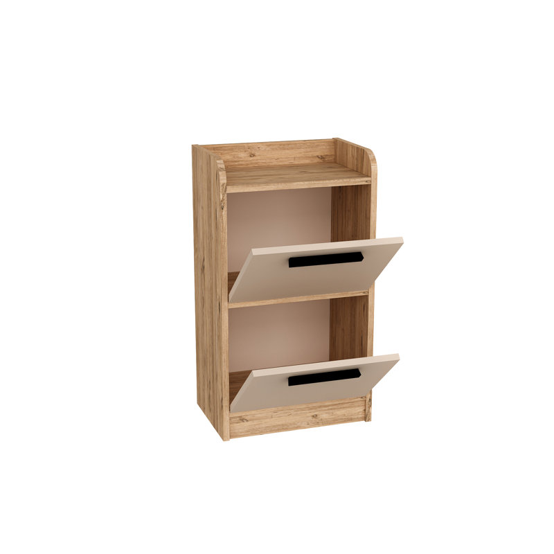 Meshonda 45cm W Manufactured Wood Bedside Table, Brown/Beige