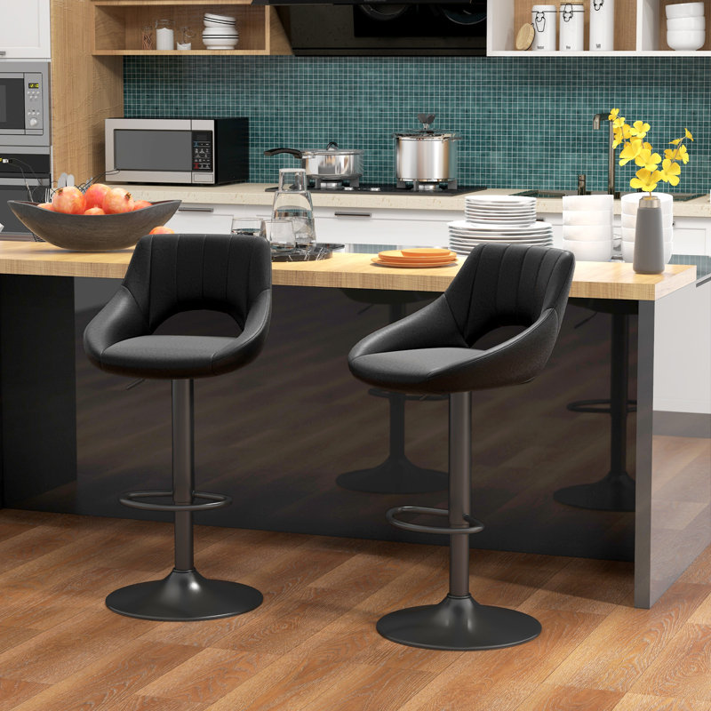 Tabouret pivotant à hauteur réglable Kadaysha, Noir brillant
