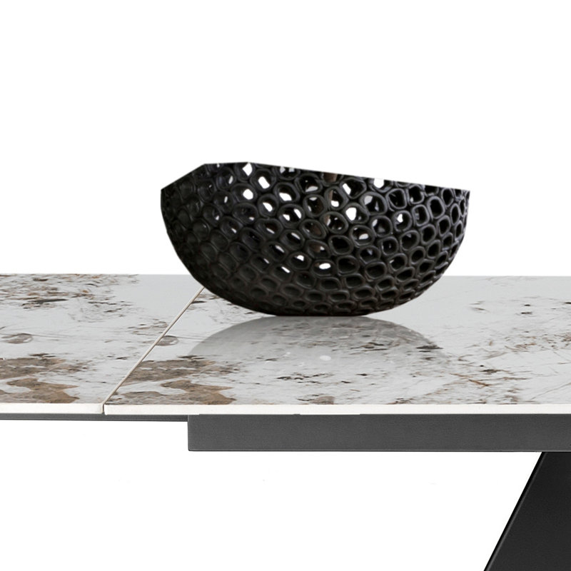 Dahana Extendable Metal Base Dining Table, Grey