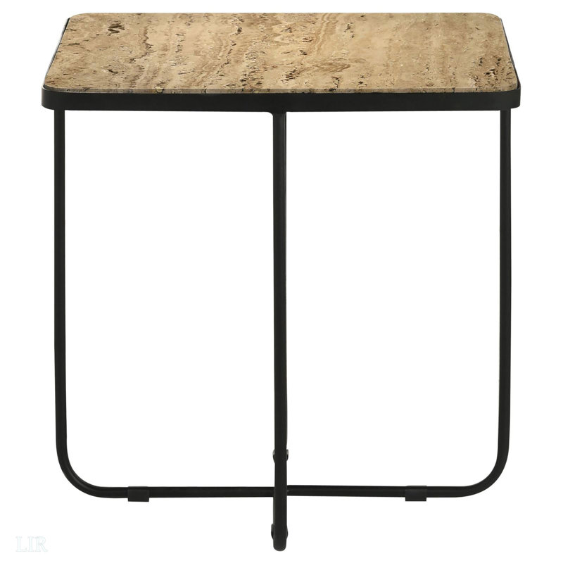 Table d'appoint en travertin et noir, table d'appoint contemporaine
