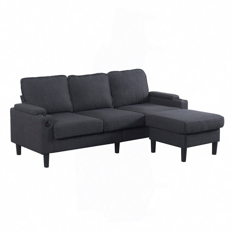 Knock Down 3-Seat Combo Sofa With Storage Ottoman  For Living Room Apartment  Bedroom And Compact Room, Upholstered Sectional Couch, L Shaped  Bench With A Footrest, A Individual Sto