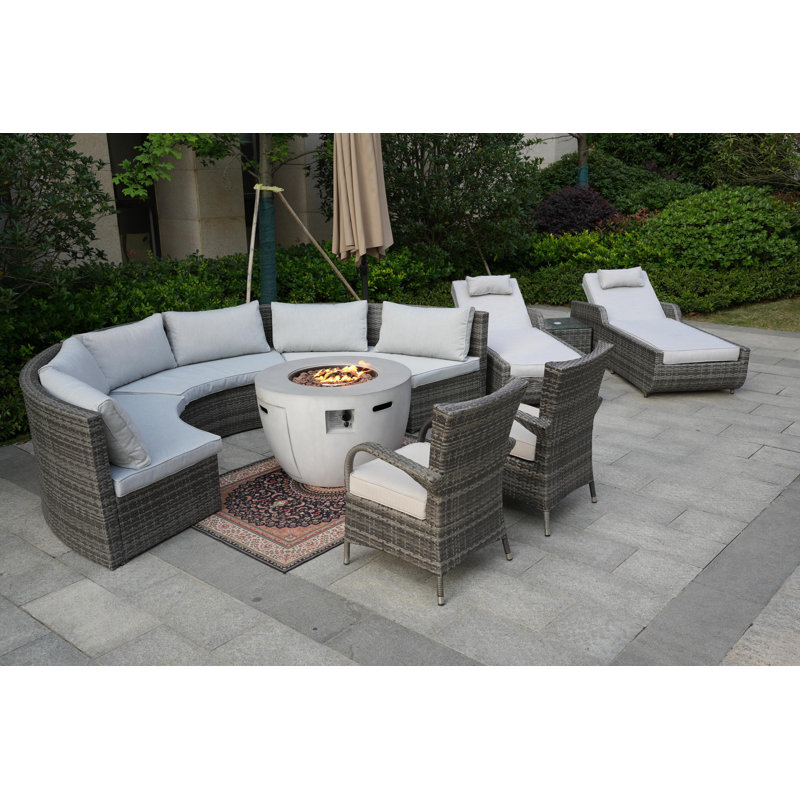 Almanza 10 - Person Patio Conversation Set with Cushions