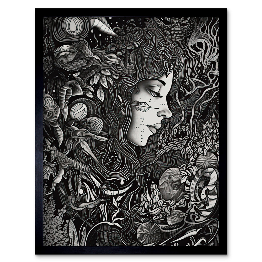 Aamaira Nature Goddess Black And White Modern - Single Picture Frame Print