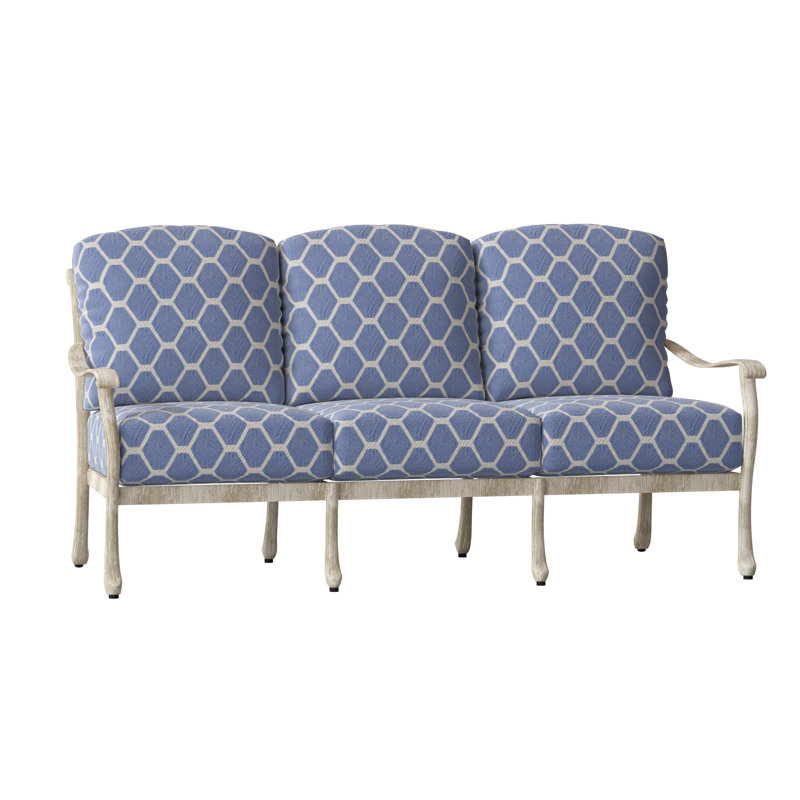 Canapé de patio de 77,75 po Casa, Blanc patiné, Sunbrella® Spectrum denim