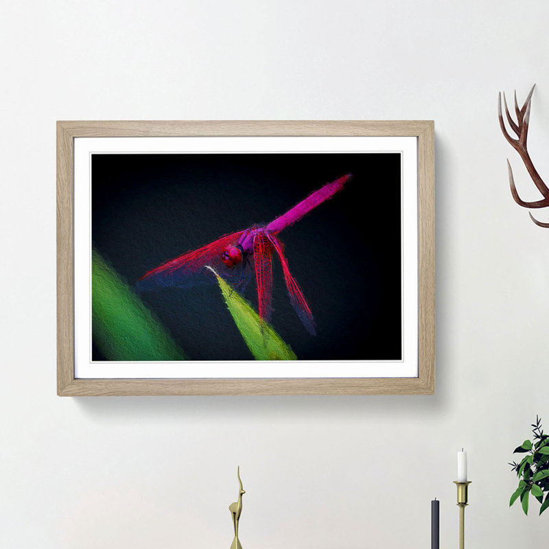 Dragonfly - Picture Frame Painting Print, 27cm H x 36cm W x 2cm D, Oak Framed