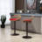 2 Red Adjustable Bar Stools, With Footrest For Kitchen & Dining, Metal Frame, 250Lb Capacity, Linen Upholstered Seating Chair Seat Pad Of 2 Counter Height Strong Base, Cushion-837263199