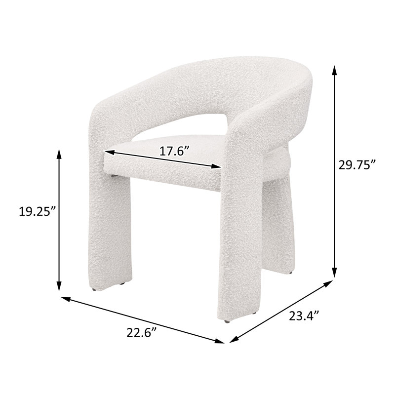 Chaise rembourrée Boucle, Crème, crème