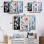 Fleurs de cerisier blanc et bleu Flow I - Ensemble de 3 impressions sur toile de cerisier en fleurs-191298001-191298007