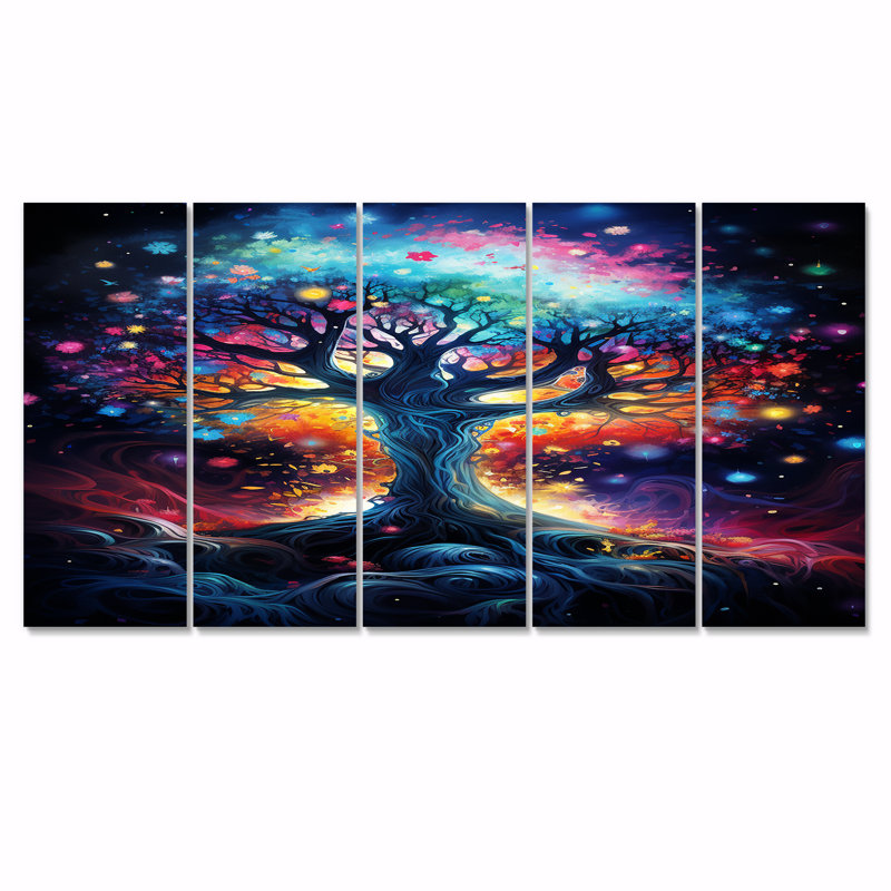 Arbre magique de la vie arc-en-ciel couleur explosion - arbre 5 pièces, H 28 po x l 60 po