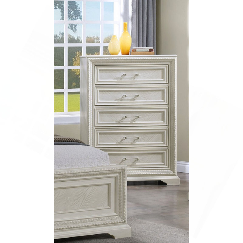 Commode de rangement traditionnelle 1 pièce et commode en bois blanc antique