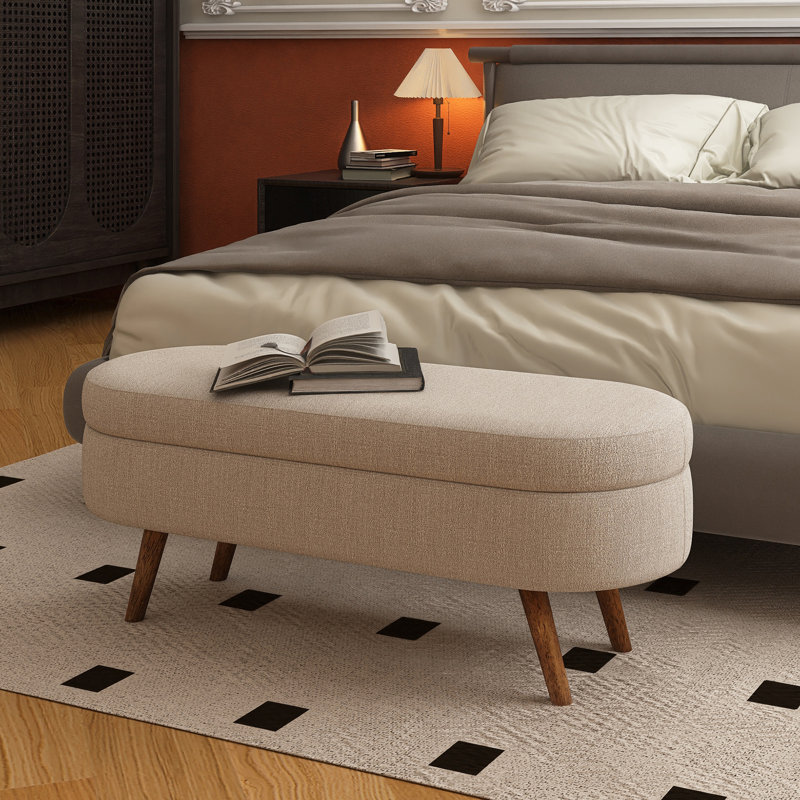 43,5 po Repose-pieds rectangulaire avec rangement beige