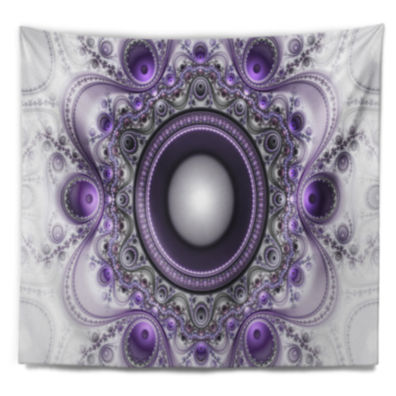 Motif fractal mauve abstrait avec cercles tapisserie, H 78 po x l 92 po