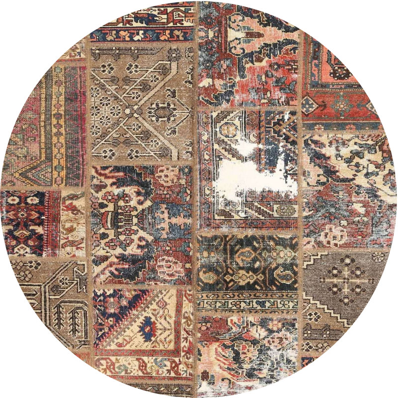 Tapis brun/beige/ivoire contemporaine, Rond 5 pi