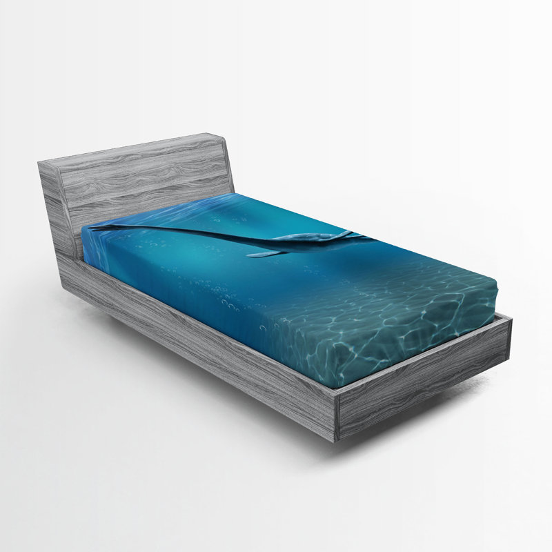 Drap-housse bleu Ambesonne, Drap-housse de taille simple