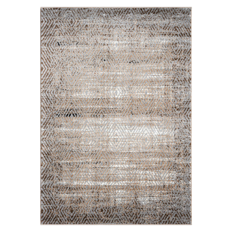 Vladya Brown Abstract Area Rug, Rectangle 5'3" x 7'3"