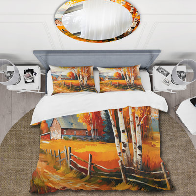 Petit ensemble de housse de couette Cottage Cottage in Autumn IV - Microfibre de polyester