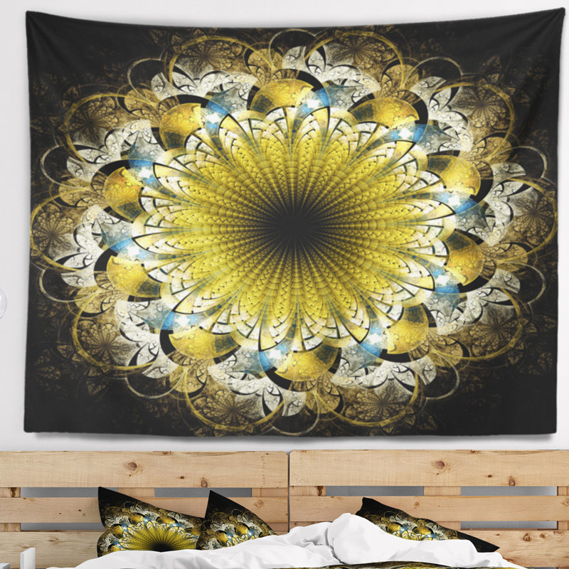 Tapisserie fleur abstraite fractale, H 78 po x l 92 po
