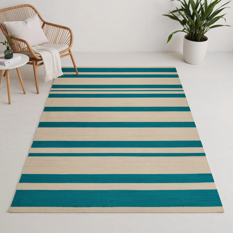 HorizontalStripes Beige Indoor and Outdoor Area Rug, Rectangle 3' x 5'