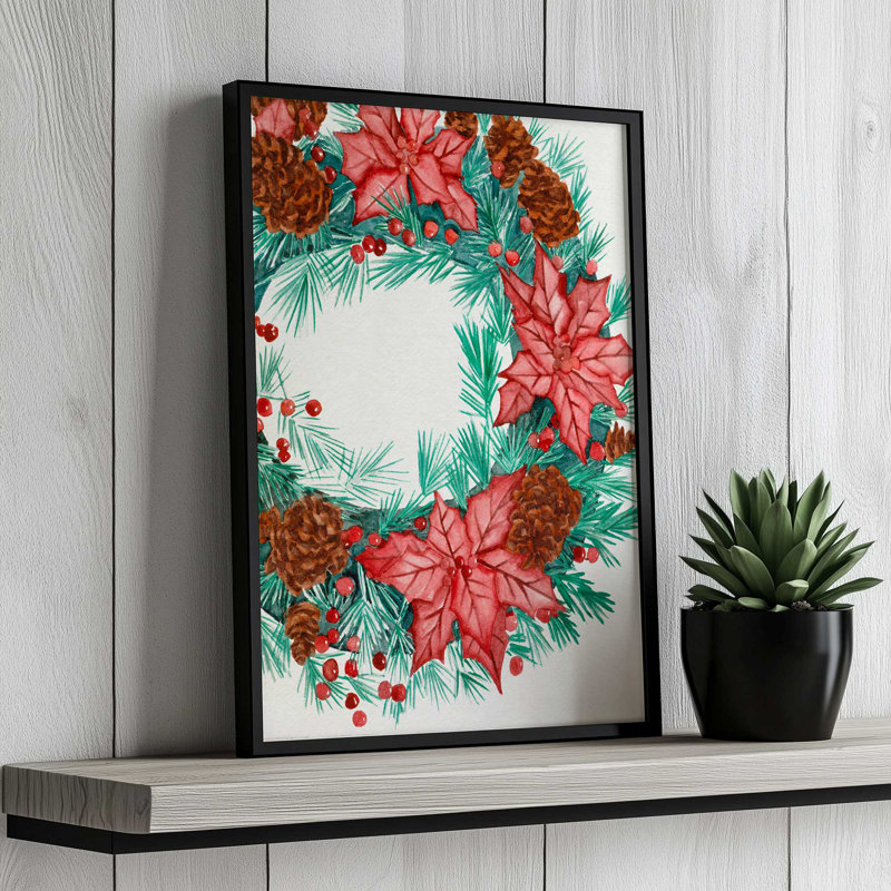 «Yuletide Harmony I» par Melissa Wang, reproduction d'art sur toile, Noir, Encadrement ouvert sans papier mat