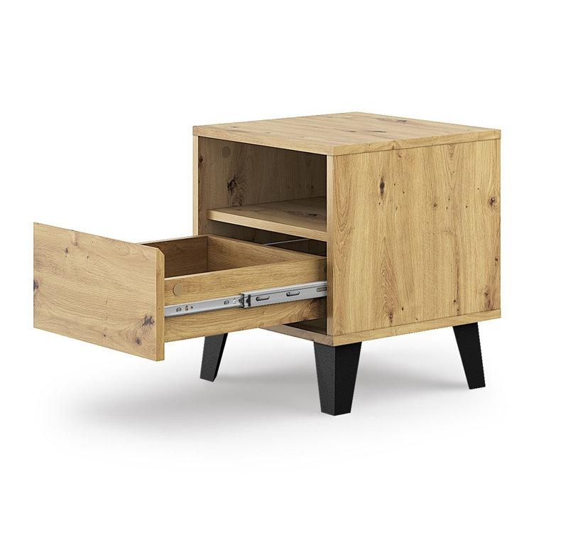 Sonay 40cm W Manufactured Wood Bedside Table, Oak