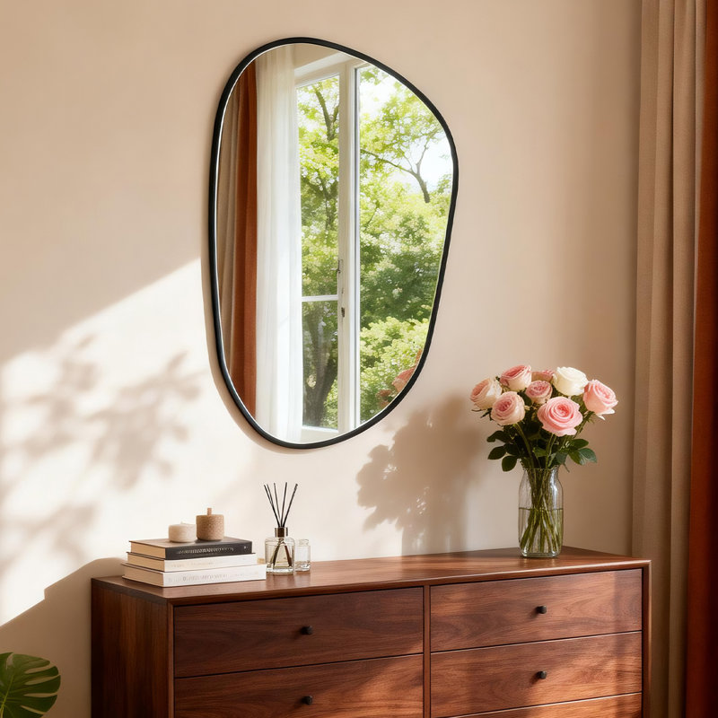 Asymmetrical Metal Framed Wall Mirror