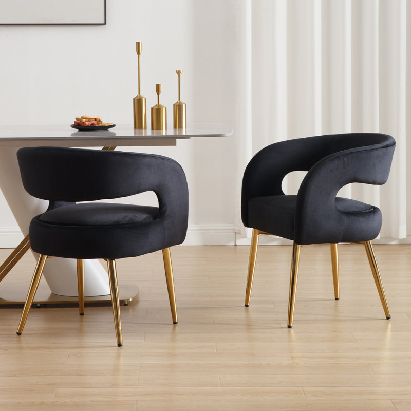 Upholstered Dining Chairs  Luxury Velvet Dining Room Chairs With Gold Metal Legs Modern Comfy Barrel Armchairs For Kitchen Living Room Recepition Restaurant