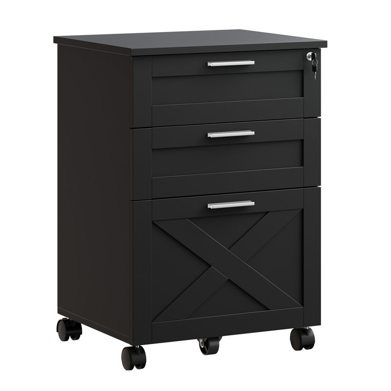 40cm Wide 3 -Drawer File Cabinet, Black