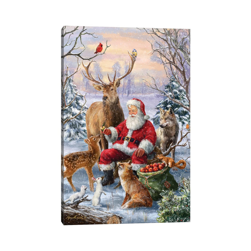 Animaux du Père Noël - Giclée sur toile tendue avec châssis