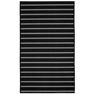 Tapis noir touffeté à rayures Yohan