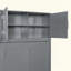 Grand lit escamotable mural avec bureau, tablettes de rangement et grands armoires, gris