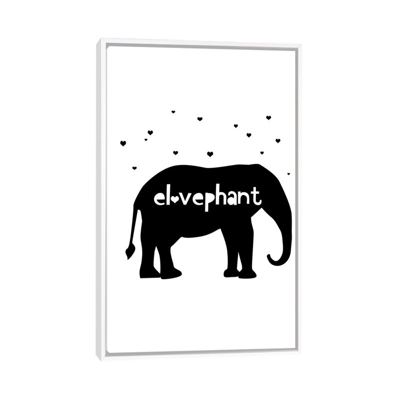 Éléphant, art sur toile, H 60 po x l 40po x P 1,5 po, Toile blanche encadrée