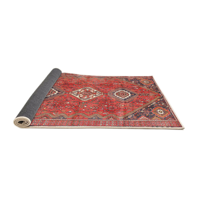 Tapis de style oriental rouge, Rond 5 pi