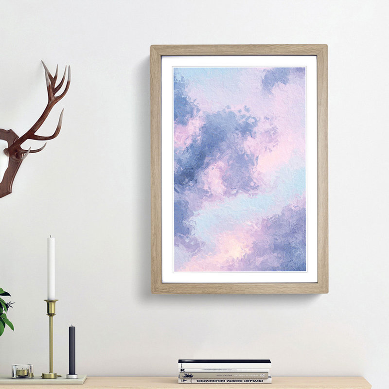 The Purple Clouds in Abstract - Picture Frame Painting Print, Oak Framed, 65cm H x 48cm W x 2cm D