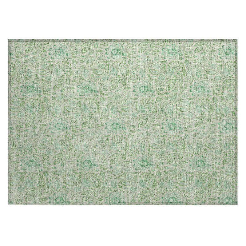 Washable Floral Indoor / Outdoor Rug, Rectangle 1'8" x 2'6"