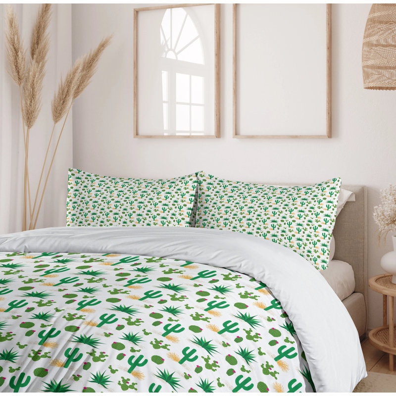 Southwestern Cactus Pattern Queen Duvet Cover Set