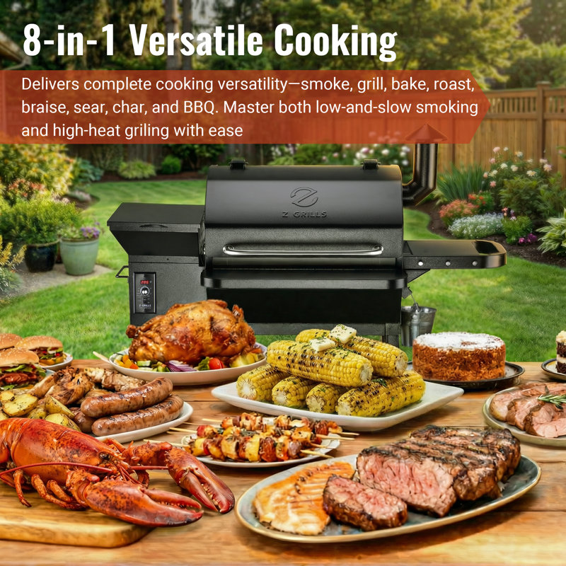 Z GRILLS Fumoir à granules de bois et fumoir 8-en-1 de 1056 po² noir