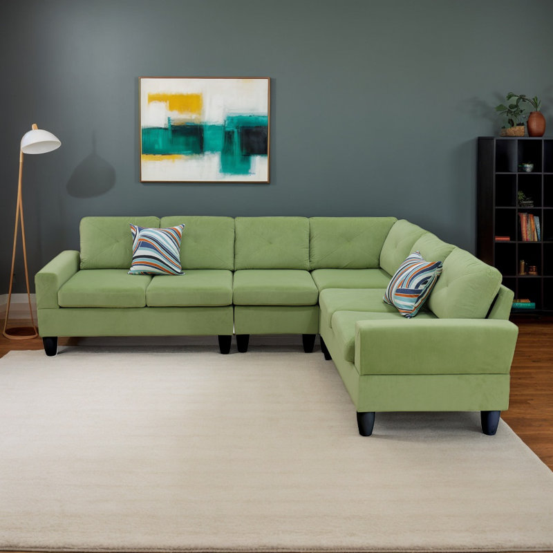 Modular Sectional Sofa Convertible L Shaped Sofa Couch 6 Seat Comfy Modular Sofa Couch For Living Room, Beige Fabric