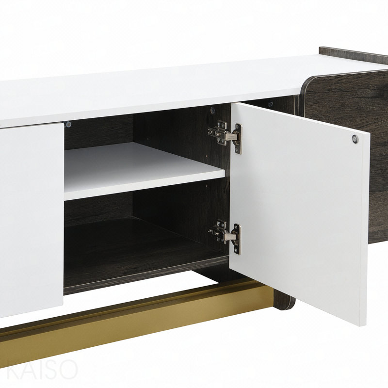 66.7'' Light Luxury TV Stand For Tvs Up To 70 Inches, Modern TV Cabinet With Metal Legs, 1 Drawer, 2 Cabinets And Adjustable Shelves For Living Room