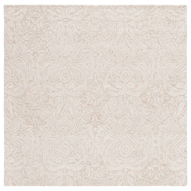 Dunlow Hand Tufted Wool And Cotton With Latex Damask Rug, Square 6'