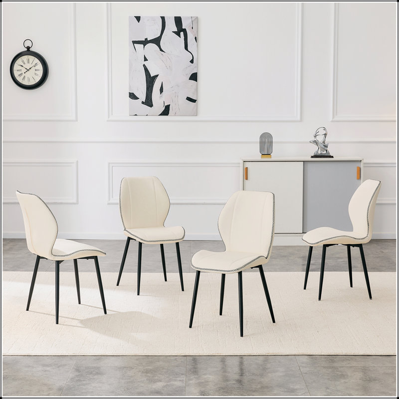 Chaise de salle à manger blanche en polyuréthane - ensemble de 4, Blanc
