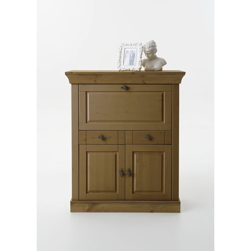 Kelly Solid Wood Secretary Desk, Stained and oiled Brown/Brown