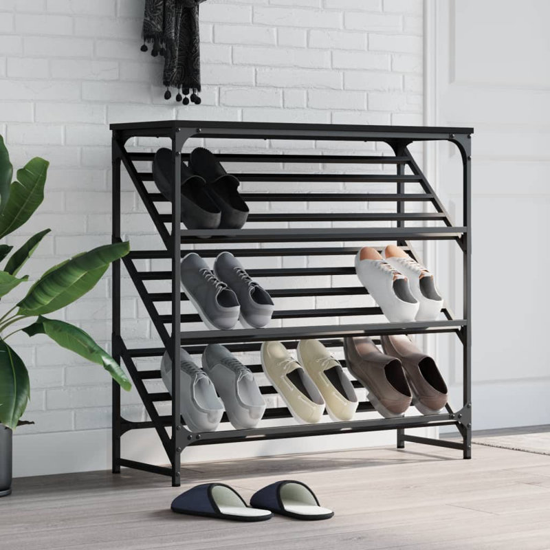 9 Pair Shoe Rack, Black