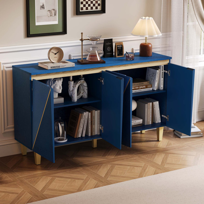 Buffet rétro 60 "avec tablettes réglables, Marine