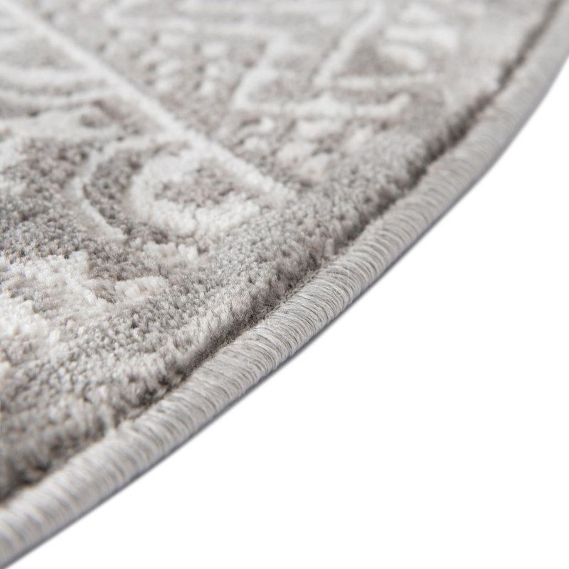 Tapis gris-ivoire Southwestern / Lodge Onyxx, Rond 3 pi 3 po