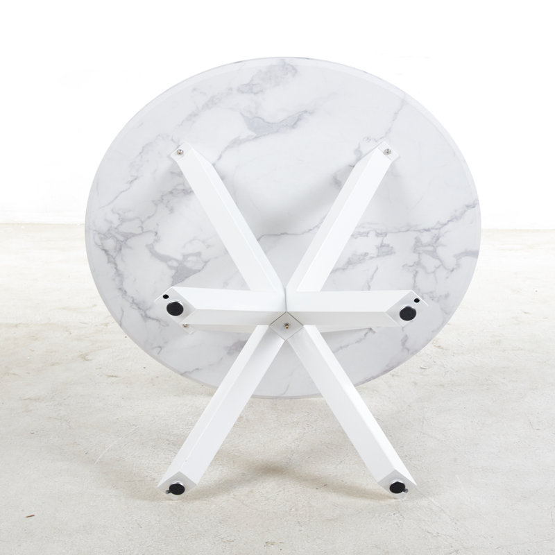 Table de salle à manger Mid-Century, Blanc, Marbre blanc
