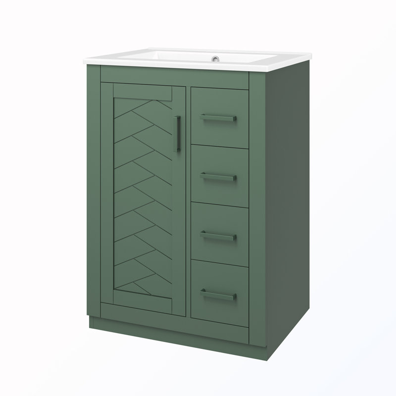 Armoire de rangement autoportante avec lavabo et tiroirs, Green