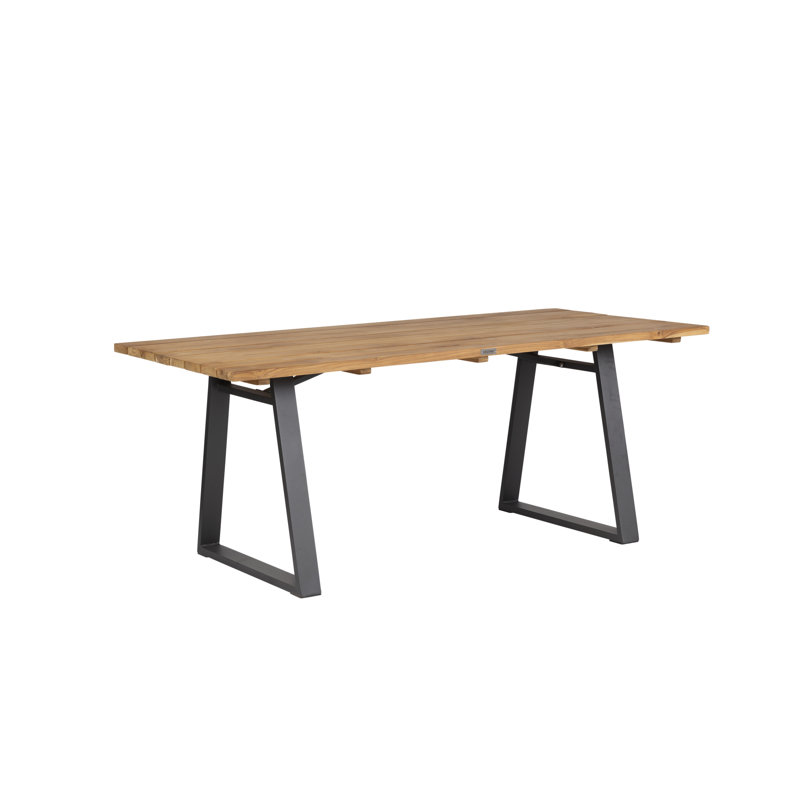 Sydney Rectangular Metal Outdoor Dining Table , 90cm cm W 75cm cm D, Black/Brown