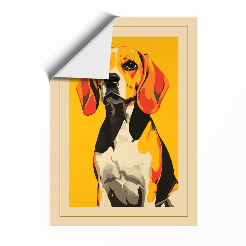 Golden Beagle Modern - Framed Print, A4 - 29.7 x 21.0 cm, Unframed