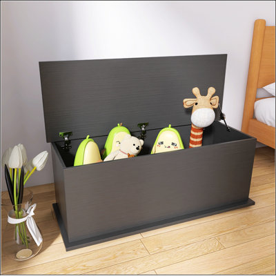 Lift-Top Storage Chest with Safe Hinges – Wooden Entryway Bench, High Capacity, Multi-Functional Home Organizer